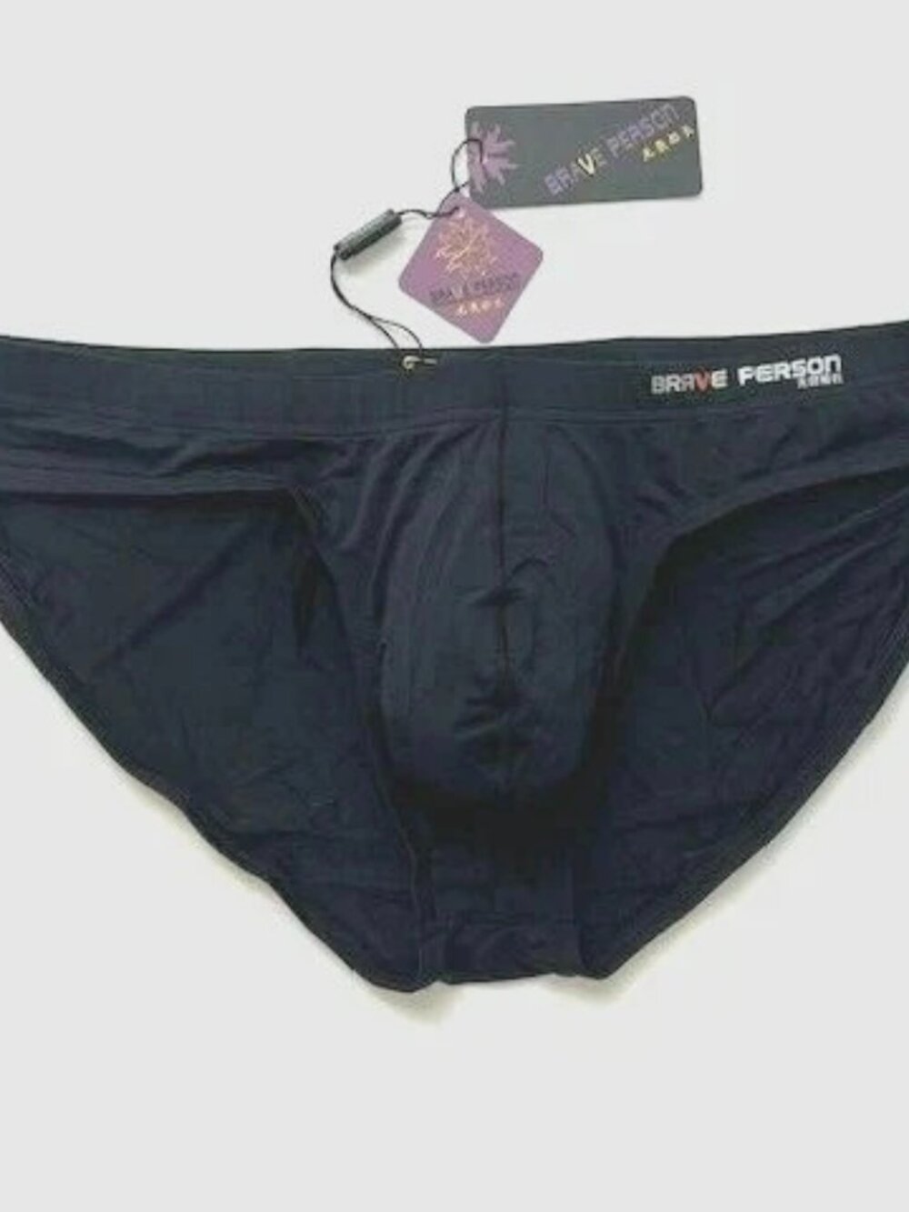 Brave Person Men's Swim Bikini Brief - Black (BP9791-BK) Contoured Pouch